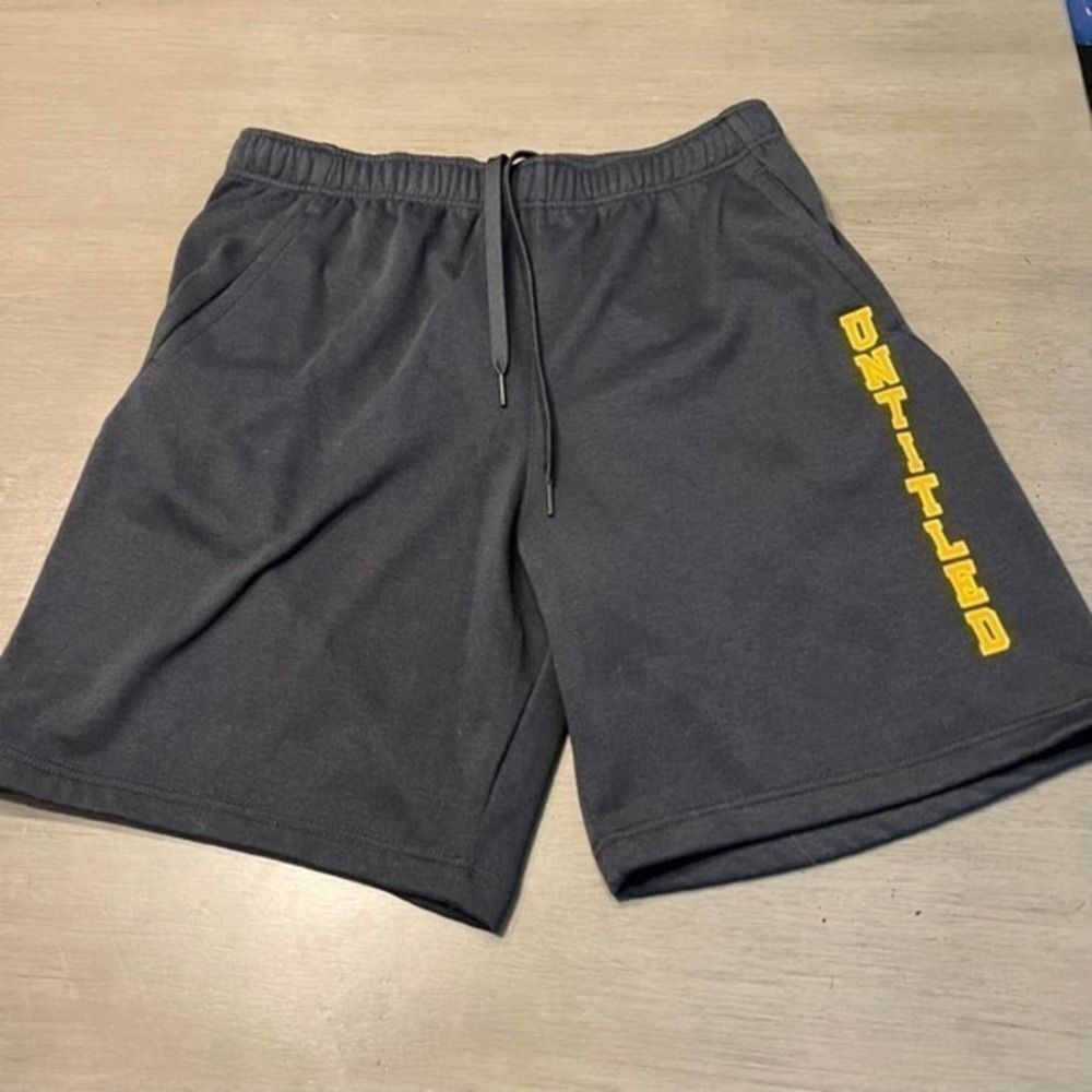 Designs Untitled Fleece Shorts Mens Large Black Excellent Graphic Drawstring